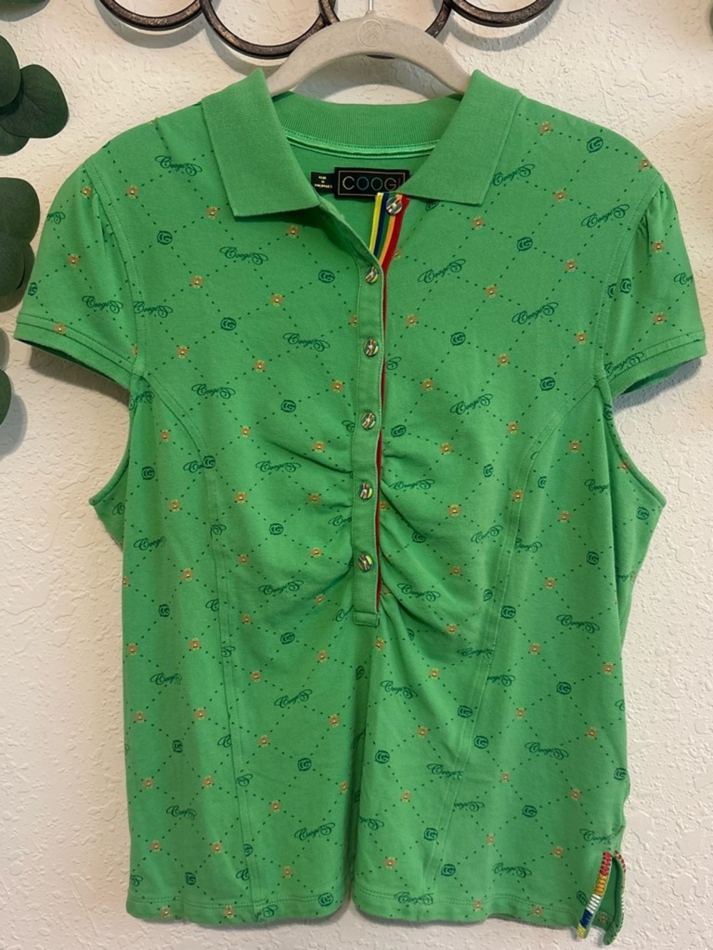 Y2K COOGI Bright Kelly Green Logo Polo Top💕